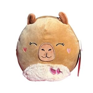 Squishmallows Valentine Lijian Llama Alpaca Plush Animal Toy Tan Pink Hearts 7"